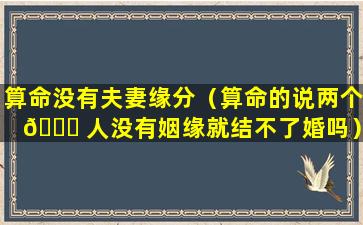 算命没有夫妻缘分（算命的说两个 🐝 人没有姻缘就结不了婚吗）